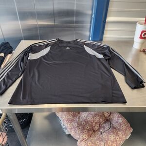 Adidas Black Long Sleeve Athletic Top with Gray Accents